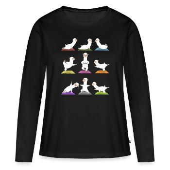 Cadeau de méditation yoga alpaga Yogi Namaste - T-shirt manches longues Premium bio Femme - noir - Devant - Julia (174cm)