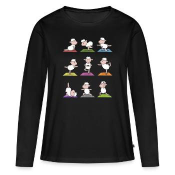 Yoga Sheep Meditation Yogi Namaste Gift - Women's Premium Organic Long Sleeve Shirt - black - Front - Julia (174cm)