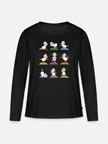 Yoga Schaf Meditation Yogi Namaste Geschenk - Frauen Premium Bio Langarmshirt - Schwarz