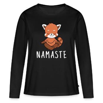Yogi Namaste cadeau méditation yoga panda rouge - T-shirt manches longues Premium bio Femme - noir - Devant - Julia (174cm)