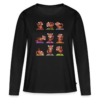 Yogi Namaste cadeau méditation yoga panda rouge - T-shirt manches longues Premium bio Femme - noir - Devant - Julia (174cm)