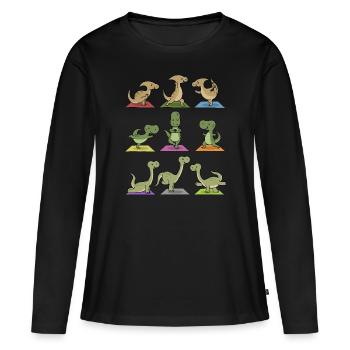 Yogi Namaste cadeau de méditation de yoga de yoga - T-shirt manches longues Premium bio Femme - noir - Devant - Julia (174cm)