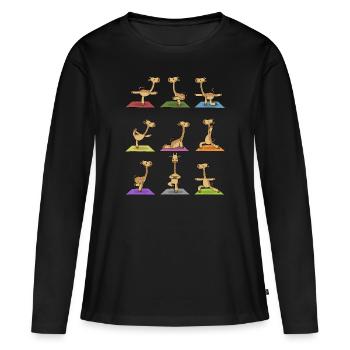 Yogi namaste cadeau yoga méditation girafe - T-shirt manches longues Premium bio Femme - noir - Devant - Julia (174cm)