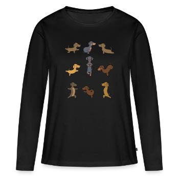 Yogi Namaste cadeau de méditation de yoga teckel - T-shirt manches longues Premium bio Femme - noir - Devant - Julia (174cm)