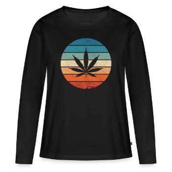 Hanf Cannabis Hanfblatt THC CBD Retro Geschenk - Frauen Premium Bio Langarmshirt - Schwarz - Vorne - Julia (174cm)