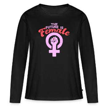 Le pouvoir des femmes pour l'avenir - T-shirt manches longues Premium bio Femme - noir - Devant - Julia (174cm)
