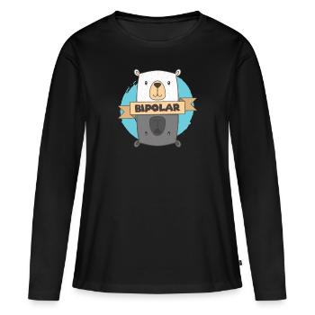 BiPolar Bear I Conception de troubles mentaux mignons - T-shirt manches longues Premium bio Femme - noir - Devant - Julia (174cm)