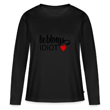 Idiot préféré - T-shirt manches longues Premium bio Femme - noir - Devant - Julia (174cm)