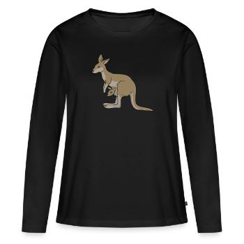 kangourou - T-shirt manches longues Premium bio Femme - noir - Devant - Julia (174cm)