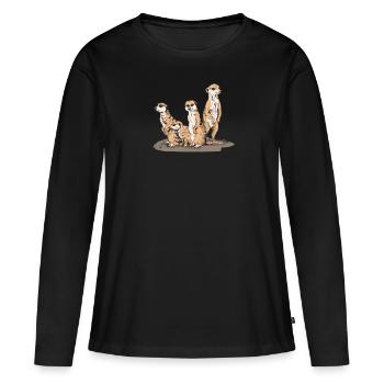 Suricate - T-shirt manches longues Premium bio Femme - noir - Devant - Julia (174cm)