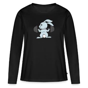 Hase Training - Frauen Premium Bio Langarmshirt - Schwarz - Vorne - Julia (174cm)