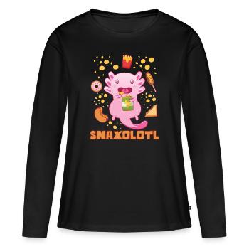 Snaxolotl I Funny Kawaii Axolotl Snack Aquarium - Women's Premium Organic Long Sleeve Shirt - black - Front - Julia (174cm)