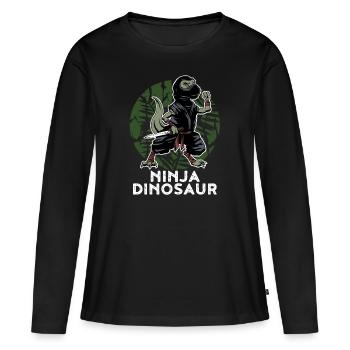 Arts martiaux dinosaures Ninja Combattant de Ninjutsu - T-shirt manches longues Premium bio Femme - noir - Devant - Julia (174cm)