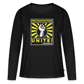 procrastinators unite tomorrow - Frauen Premium Bio Langarmshirt - Schwarz - Vorne - Julia (174cm)