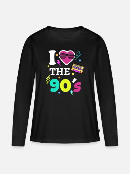 90s Motto 90s Retro Nineties Ninties Party - Women's Premium Organic Long Sleeve Shirt - black