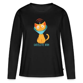 Satellite Cat Catellite TV Étalonnage Satellite - T-shirt manches longues Premium bio Femme - noir - Devant - Julia (174cm)