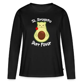 Avogato Drôle d’avocat Guacamole Ronronner Faveur Rose - T-shirt manches longues Premium bio Femme - noir - Devant - Julia (174cm)