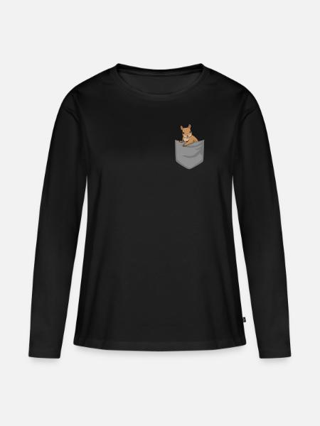 Eichhörnchen in Brusttasche Tier in Tasche - Premium økologisk langærmet T-shirt til kvinder - sort