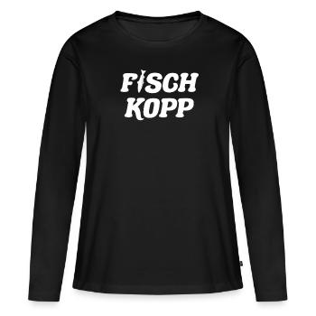 Fischkopp Fisch kopp Fischkopf - Frauen Premium Bio Langarmshirt - Schwarz - Vorne - Julia (174cm)