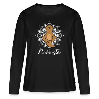 Loutre Yoga Méditation Yogi Namaste Cadeau - T-shirt manches longues Premium bio Femme - noir - Devant - Julia (174cm)