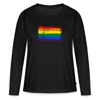 Arc-en-ciel Drapeau arc-en-ciel LGBT Tolérance homo CSD - T-shirt manches longues Premium bio Femme - noir - Devant - Julia (174cm)