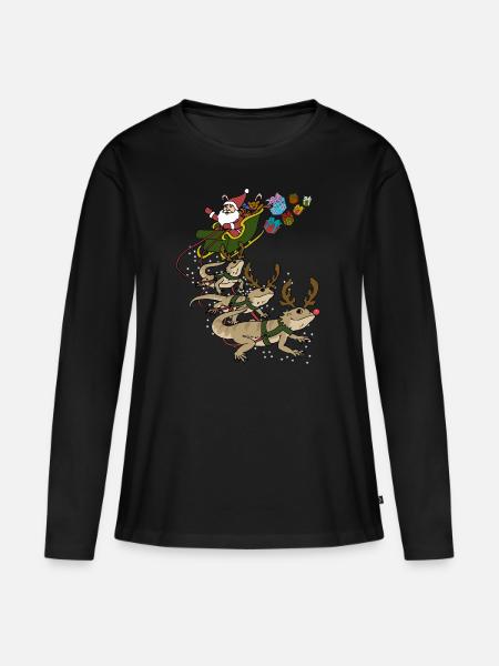 Bartagame Weihnachten - Frauen Premium Bio Langarmshirt - Schwarz