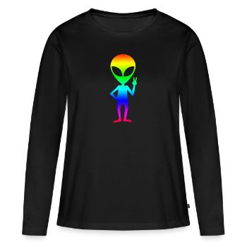 étranger - T-shirt manches longues Premium bio Femme - noir - Devant - Julia (174cm)