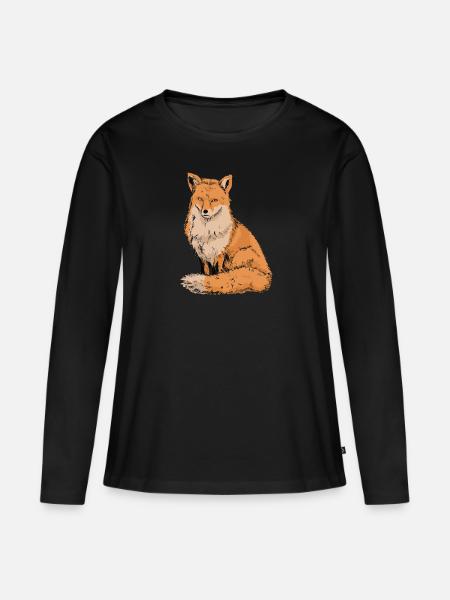 Fuchs - Frauen Premium Bio Langarmshirt - Schwarz
