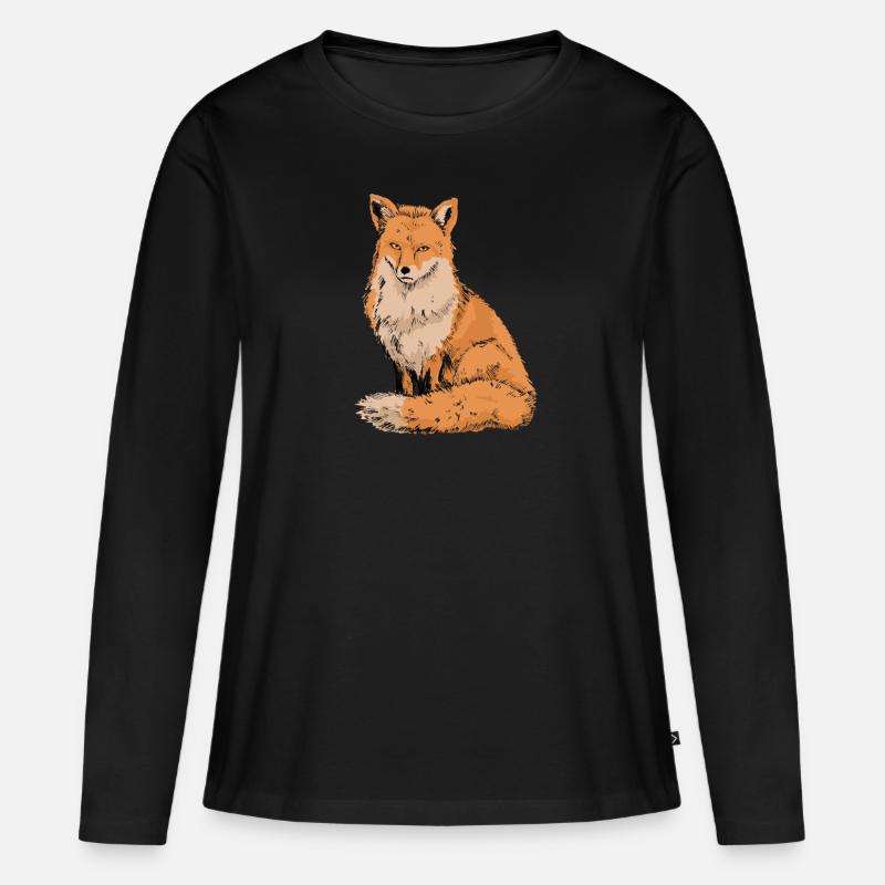 Fuchs - Frauen Premium Bio Langarmshirt - Schwarz