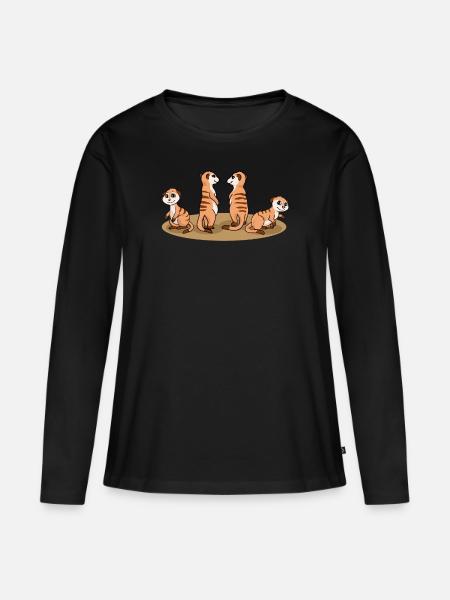 Erdmännchen - Frauen Premium Bio Langarmshirt - Schwarz