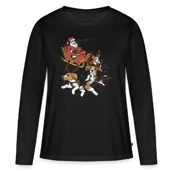 Beagle Weihnachten - Frauen Premium Bio Langarmshirt - Schwarz - Vorne - Julia (174cm)