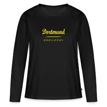Dortmund - T-shirt manches longues Premium bio Femme - noir - Devant - Julia (174cm)