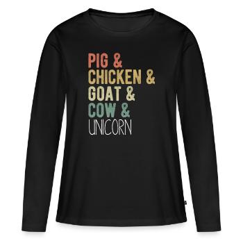 Lustige Vieh - Retro Tierliebhaber-Geschenk - Frauen Premium Bio Langarmshirt - Schwarz - Vorne - Julia (174cm)