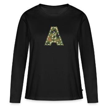 A letter camouflage camouflage spot Bundeswehr sewn - Women's Premium Organic Long Sleeve Shirt - black - Front - Julia (174cm)