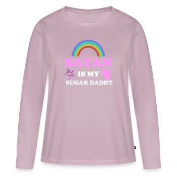 Satan Is My Sugar Daddy - Frauen Premium Bio Langarmshirt - Altrosa - Vorne - Julia (174cm)
