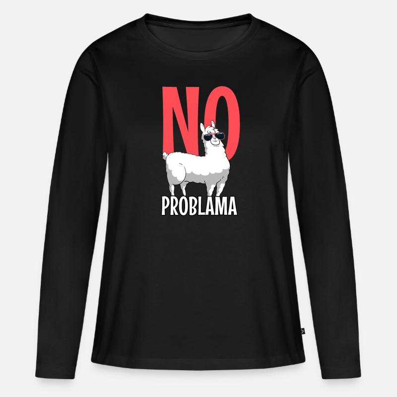 Llama - Frauen Premium Bio Langarmshirt - Schwarz