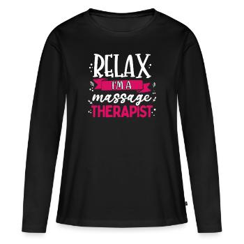 Massage Therapist - T-shirt manches longues Premium bio Femme - noir - Devant - Julia (174cm)