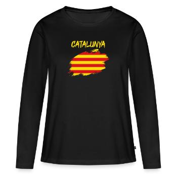 Drapeau catalan drapeau catalan - T-shirt manches longues Premium bio Femme - noir - Devant - Julia (174cm)