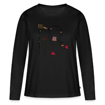 Flower Shirt Women & Ladies Gift Flower Child - Women's Premium Organic Long Sleeve Shirt - black - Front - Julia (174cm)