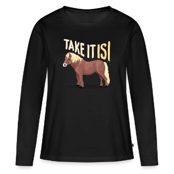 Islandpferd - Frauen Premium Bio Langarmshirt - Schwarz - Vorne - Julia (174cm)