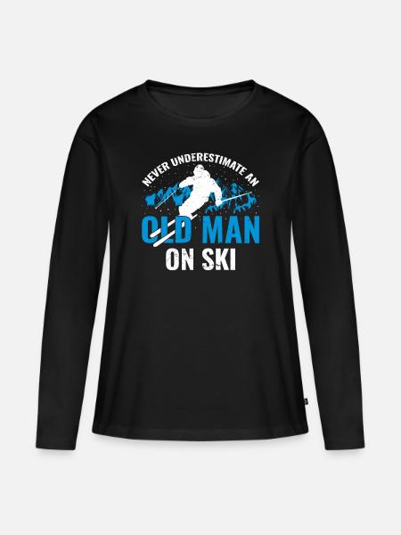 Ne sous-estimez jamais un vieil homme sur des skis - Premium økologisk langærmet T-shirt til kvinder - sort