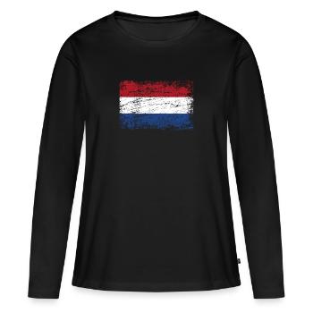 Drapeau néerlandais drapeau néerlandais - T-shirt manches longues Premium bio Femme - noir - Devant - Julia (174cm)
