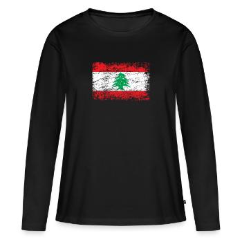 Drapeau libanais drapeau drapeau - T-shirt manches longues Premium bio Femme - noir - Devant - Julia (174cm)