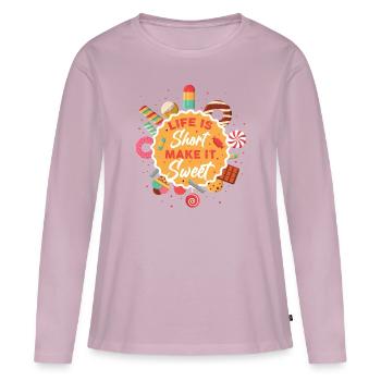 cuire - T-shirt manches longues Premium bio Femme - rose poudré - Devant - Julia (174cm)