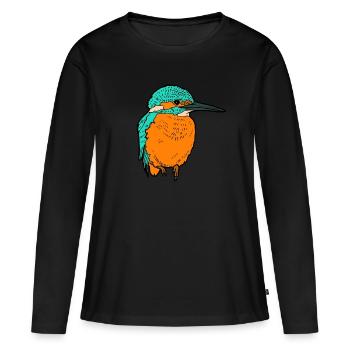 martin-pêcheur - T-shirt manches longues Premium bio Femme - noir - Devant - Julia (174cm)