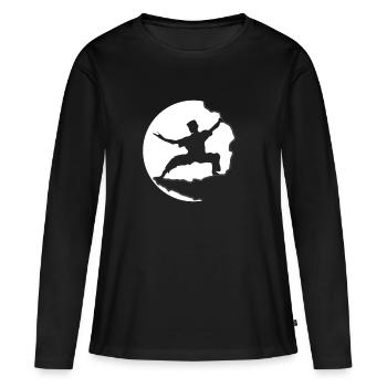 combattant - T-shirt manches longues Premium bio Femme - noir - Devant - Julia (174cm)