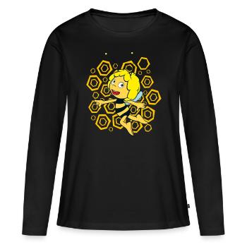 Biene Maja Bienenkorb - Frauen Premium Bio Langarmshirt - Schwarz - Vorne - Julia (174cm)