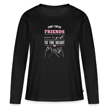 Pinky Swear ami ami BFF - T-shirt manches longues Premium bio Femme - noir - Devant - Julia (174cm)