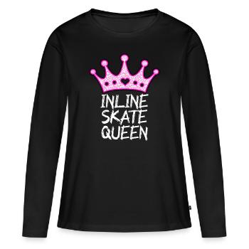 inline skate queen - Frauen Premium Bio Langarmshirt - Schwarz - Vorne - Julia (174cm)