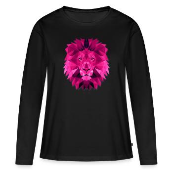 Lion Polygone Géométrique Loewe - T-shirt manches longues Premium bio Femme - noir - Devant - Julia (174cm)